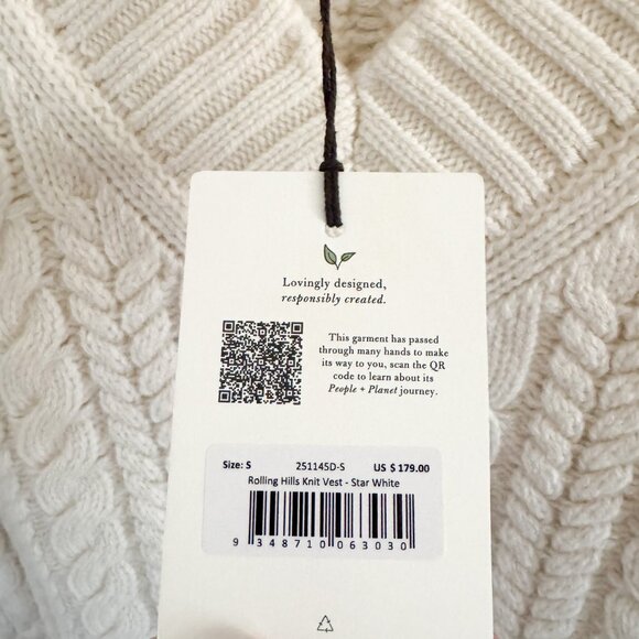 NWT Spell Ivory Rolling Hills Knit Vest S - Picture 6 of 8
